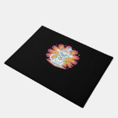 フラワーサイケデリックオーバーサイズTシャツ付き黒猫 ドアマット (アングル)