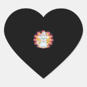 フラワーサイケデリックオーバーサイズTシャツ付き黒猫 ハートシール (正面)