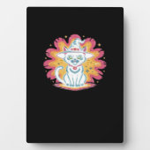 フラワーサイケデリックオーバーサイズTシャツ付き黒猫 フォトプラーク (正面)