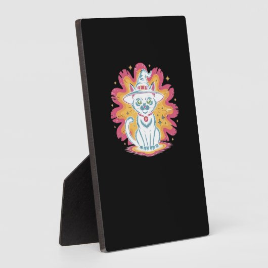 フラワーサイケデリックオーバーサイズTシャツ付き黒猫 フォトプラーク (側面)