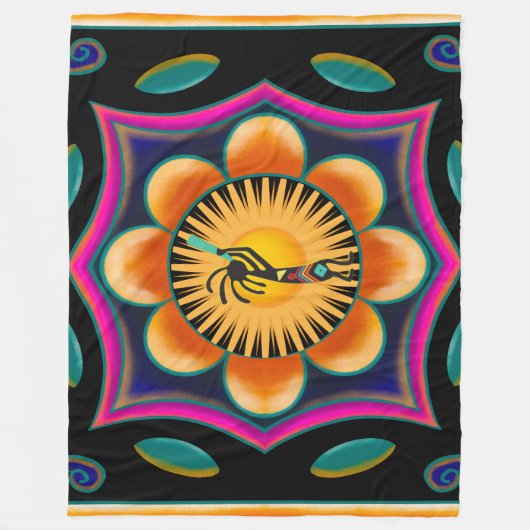 フラワーサウ鮮やかサウスココペリフリース空白の フリースブランケット (正面)