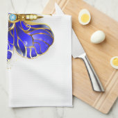 フラワーサファイアバタフライ キッチンタオル (四つ折り)