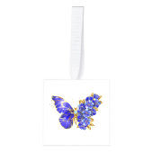 フラワーサファイアバタフライ キューブオーナメント (正面)