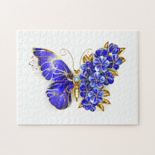 フラワーサファイアバタフライ ジグソーパズル (横)