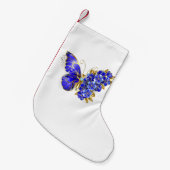 フラワーサファイアバタフライ スモールクリスマスストッキング (正面 (吊り時))