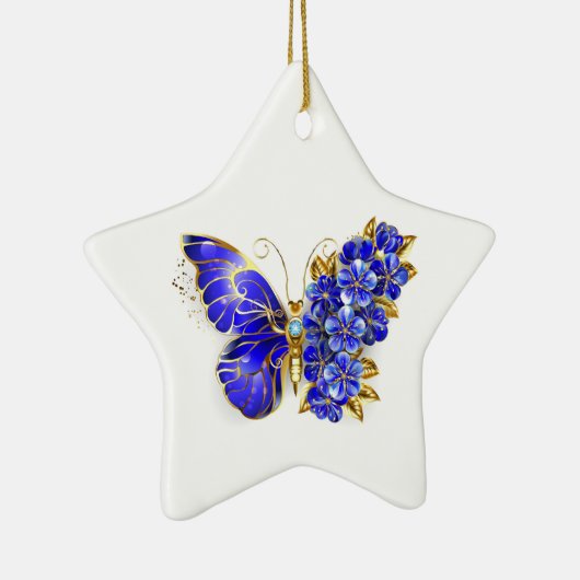 フラワーサファイアバタフライ セラミックオーナメント (右)