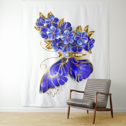 フラワーサファイアバタフライ タペストリー (インサイチュ)