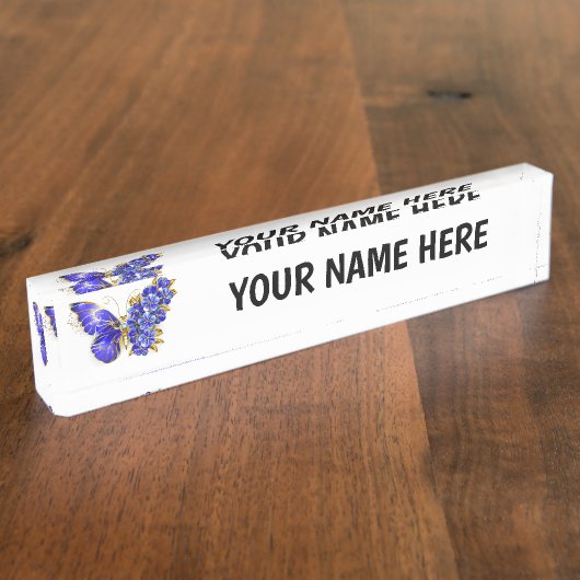 フラワーサファイアバタフライ デスクネームプレート (側面)