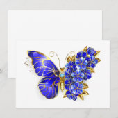 フラワーサファイアバタフライ ノートカード (正面/裏面)