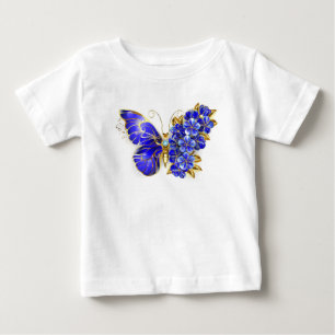フラワーサファイアバタフライ ベビーTシャツ