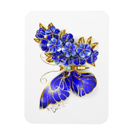 フラワーサファイアバタフライ マグネット (縦)
