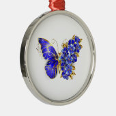 フラワーサファイアバタフライ メタルオーナメント (右)