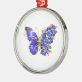 フラワーサファイアバタフライ メタルオーナメント (左)