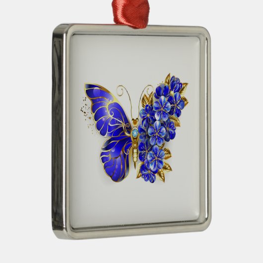 フラワーサファイアバタフライ メタルオーナメント (右)