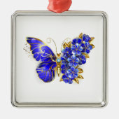 フラワーサファイアバタフライ メタルオーナメント (正面)