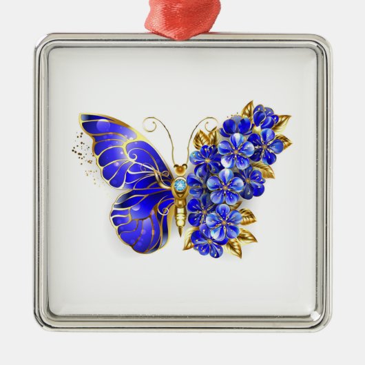 フラワーサファイアバタフライ メタルオーナメント (正面)