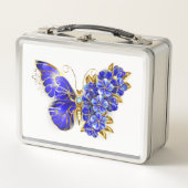 フラワーサファイアバタフライ メタルランチボックス (正面)
