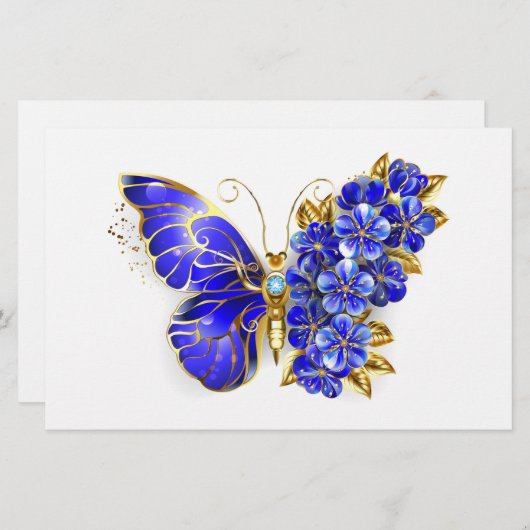 フラワーサファイアバタフライ 便箋 (正面/裏面)