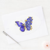 フラワーサファイアバタフライ 楕円形シール (封筒)