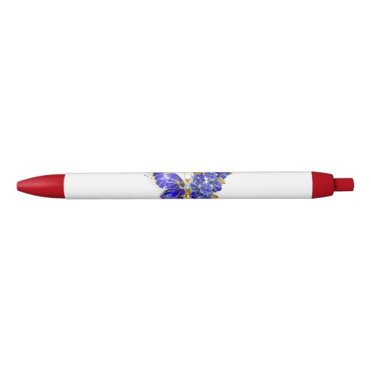 フラワーサファイアバタフライ 黒ボールペン (正面)