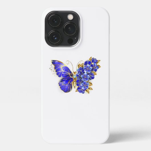フラワーサファイアバタフライ iPhoneケース (裏面)