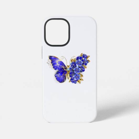 フラワーサファイアバタフライ iPhoneケース (裏面)