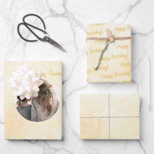 フラワーシェイプカスタムフォトパステルウォーターカラー ラッピングペーパーシート (正面)