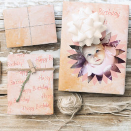 フラワーシェイプカスタムフォトパステルウォーターカラー ラッピングペーパーシート