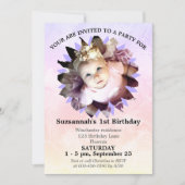 フラワーシェイプフォトパステルウォーターカラーテンプレート 招待状 (正面)