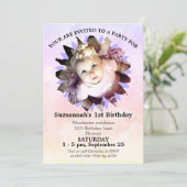 フラワーシェイプフォトパステルウォーターカラーテンプレート 招待状 (スタンド正面)