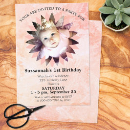 フラワーシェイプフォトパステルウォーターカラーテンプレート 招待状