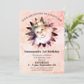 フラワーシェイプフォトパステルウォーターカラーテンプレート 招待状 (スタンド正面)