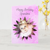 フラワーシェイプ カスタムフォト ピンク ウォーターカラー カード (黄色い花)