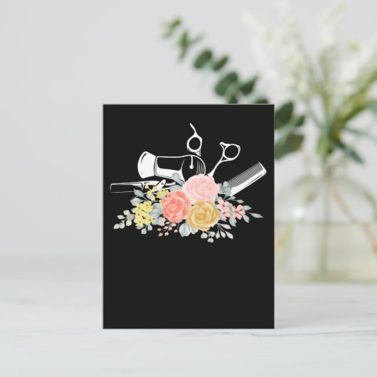 フラワーシザースウーマン美容師美容師 ポストカード (スタンド正面)