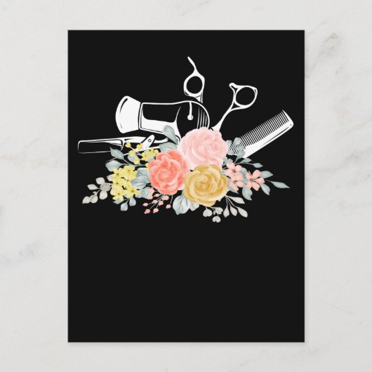 フラワーシザースウーマン美容師美容師 ポストカード (正面)