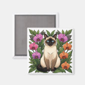 フラワーシャム猫マグネット マグネット (正面/裏面)