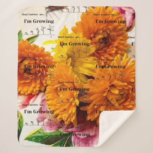 フラワーシャルパブランケット、ソフトフリーススロー シェルパブランケット (正面)