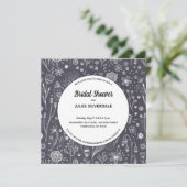 フラワーシャルボードモノクロモダンブライダルシャワー 招待状 (スタンド正面)