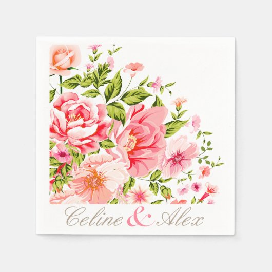 フラワーシャワーブーケ |ベビーピンク スタンダードカクテルナプキン (正面)