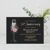 フラワーシャンパングラス 55周年結婚記念日 招待状 (スタンド正面)