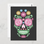 フラワーシュガースカルメキシコの死んだメキシコの日 ポストカード (正面/裏面)