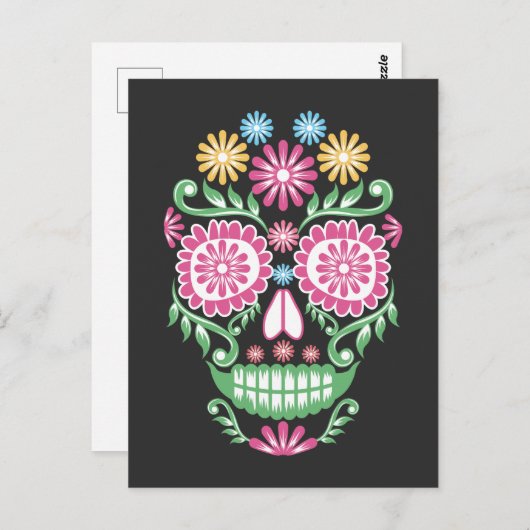 フラワーシュガースカルメキシコの死んだメキシコの日 ポストカード (正面/裏面)
