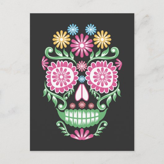 フラワーシュガースカルメキシコの死んだメキシコの日 ポストカード (正面)