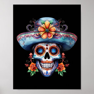 フラワーシュガースカル 死者の日 Dia De Muertos ポスター