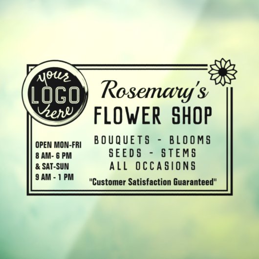 フラワーショップカスタムフロリストロゴ簡単広告ズW ウィンドウサイン (シート3)