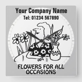 フラワーショップフローリストウォール スクエア壁時計