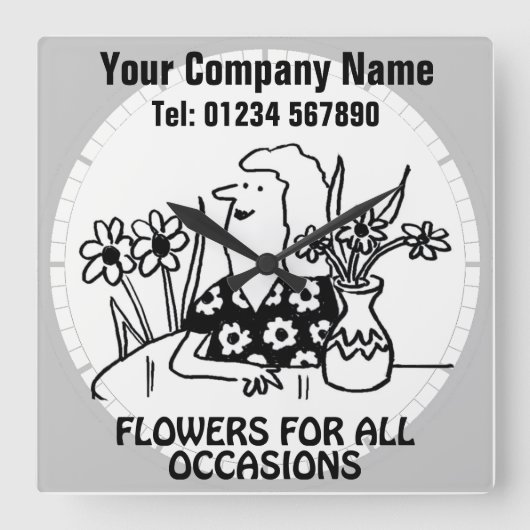 フラワーショップフローリストウォール スクエア壁時計 (正面)