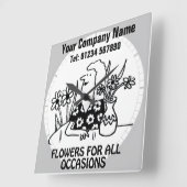 フラワーショップフローリストウォール スクエア壁時計 (傾斜)