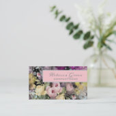 フラワーショップフローリスト水彩ピンクフローラ 名刺 (スタンド正面)