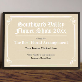 フラワーショー証明書ポスター ポスター